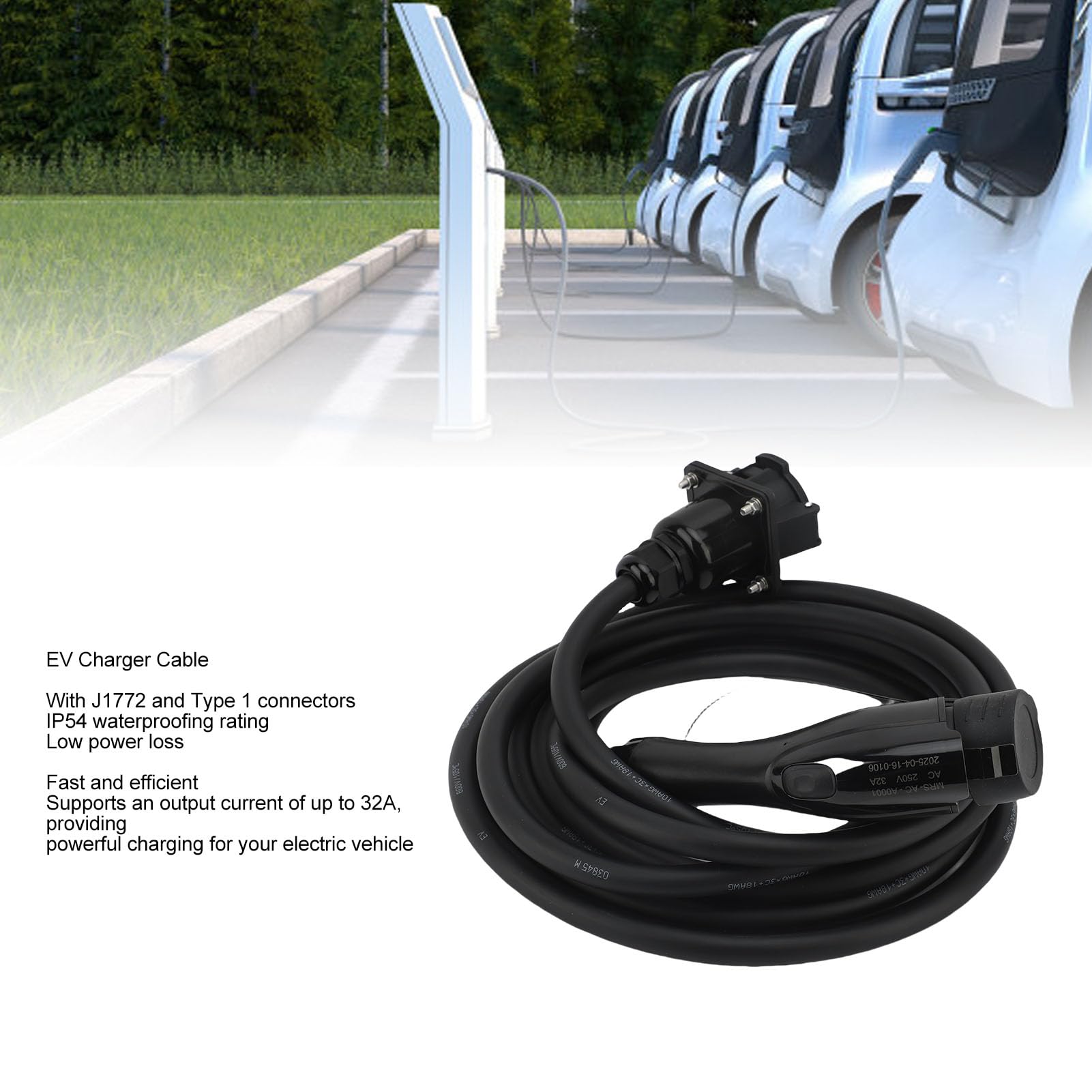 Amazon.co.jp: Qkcabo 32A 電気自動車充電器延長ケーブル、100-250V EV